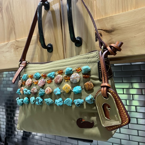 Dooney & Bourke Pouchette with custom stones, genuine Turquoise and Amber - Picture 2 of 16